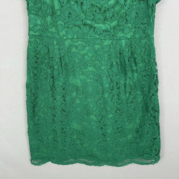 Ralph Lauren Dress Womens 14 Green Lace Flutter Sleeve Party Floral Romantic LRL - Picture 4 of 14